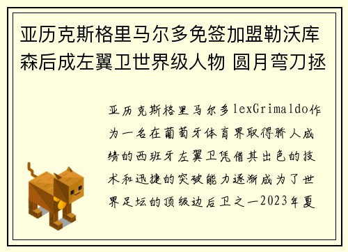 亚历克斯格里马尔多免签加盟勒沃库森后成左翼卫世界级人物 圆月弯刀拯救球队